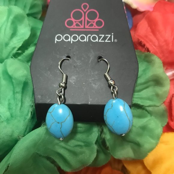 Paparazzi Turquoise-like Hanging Earrings - Picture 13 of 16